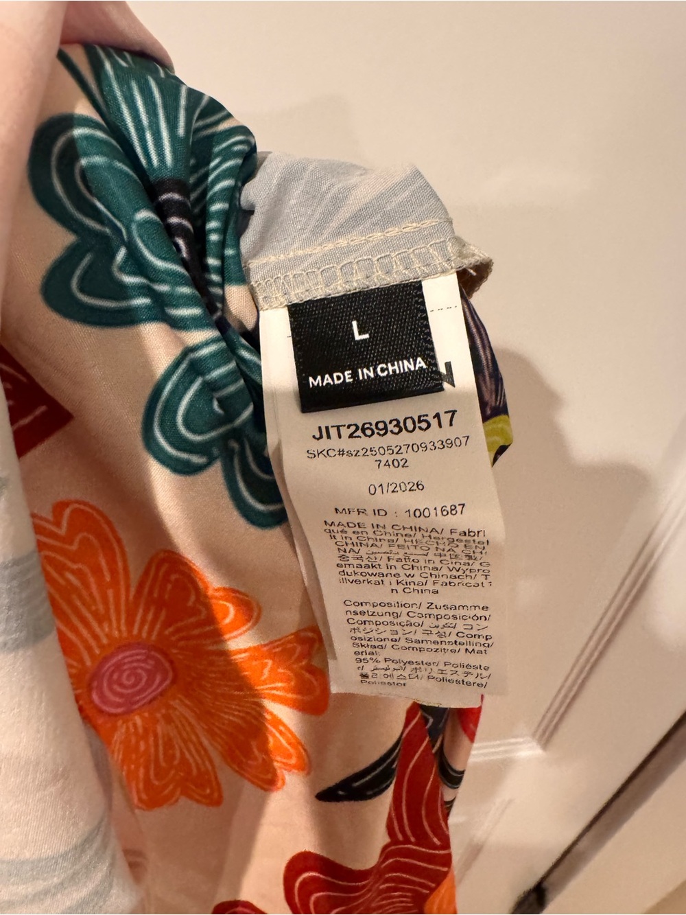 SHEIN Cream Maxi Dress with Orange & Navy Floral Pattern NWOT - Picture 3 of 3